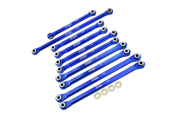 Axial 1/18 UTB18 Capra 4WD Unlimited Trail Buggy AXI01002 Aluminum 7075-T6 Front & Rear Chassis Links Parts Tree + Front Steering Link Rod - Blue