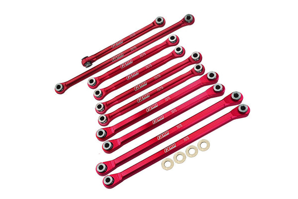 Axial 1/18 UTB18 Capra 4WD Unlimited Trail Buggy AXI01002 Aluminum 7075-T6 Front & Rear Chassis Links Parts Tree + Front Steering Link Rod - Red