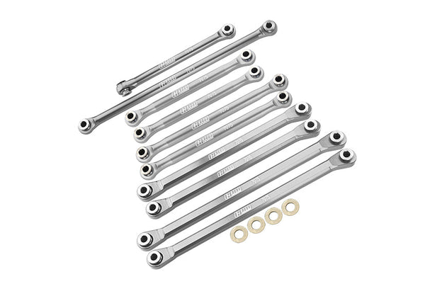 Axial 1/18 UTB18 Capra 4WD Unlimited Trail Buggy AXI01002 Aluminum 7075-T6 Front & Rear Chassis Links Parts Tree + Front Steering Link Rod - Silver