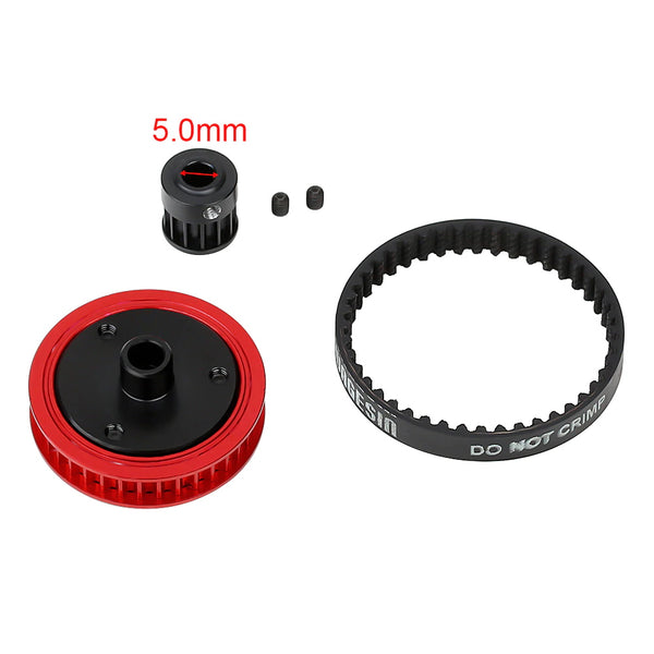 5.0mm Belt Drive Transmission Gears System for 1/10 RC Car Crawler Axial SCX10 & SCX10 II 90046 Upgrade Parts - Red