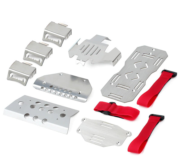 Stainless Steel Chassis Armor Axle Protector Skid Plate for 1/10 RC Crawler Traxxas TRX-6 G63 6X6 - Silver