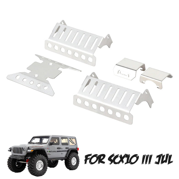 5PCS Stainless Steel Axle Protector Chassis Armor Skid Plate For RC Crawler Axial SCX10 III AXI03007 Upgrade Parts - Silver