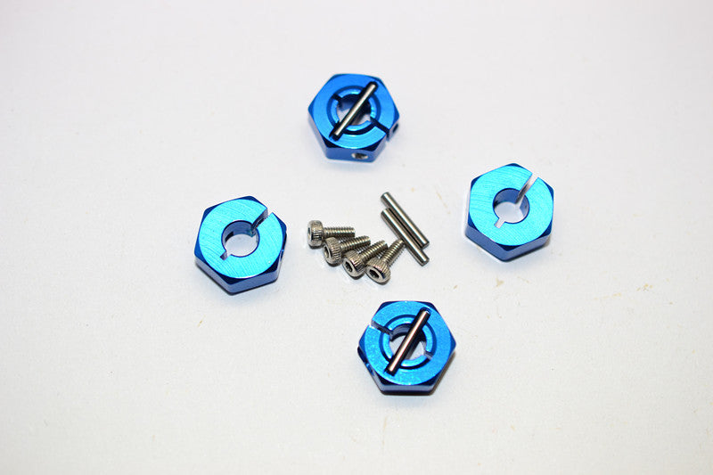 Vaterra Twin Hammers Aluminum Clamping 12Mm Wheel Hex With Screws & Wrench - 4 Pcs Set Blue