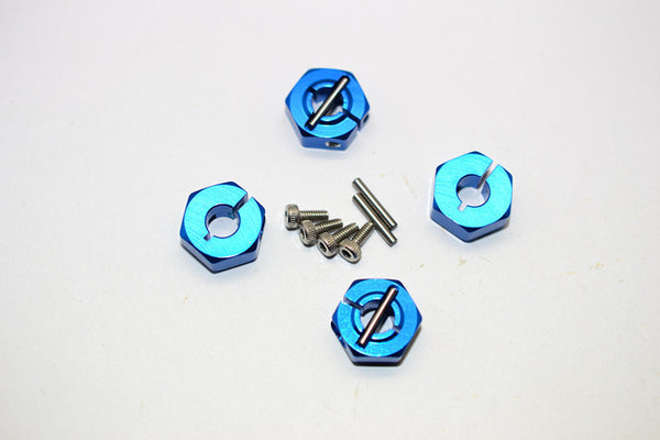 Vaterra Twin Hammers Aluminum Clamping 12Mm Wheel Hex With Screws & Wrench - 4 Pcs Set Blue