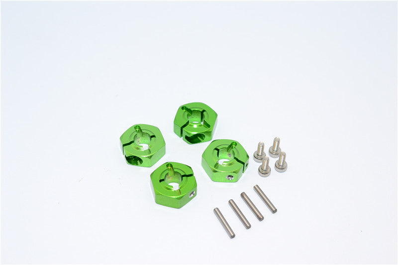 Vaterra Twin Hammers Aluminum Clamping 12mm Wheel Hex With Screws & Wrench - 4 Pcs Set Green
