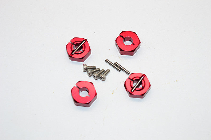 Vaterra Twin Hammers Aluminum Clamping 12Mm Wheel Hex With Screws & Wrench - 4 Pcs Set Red