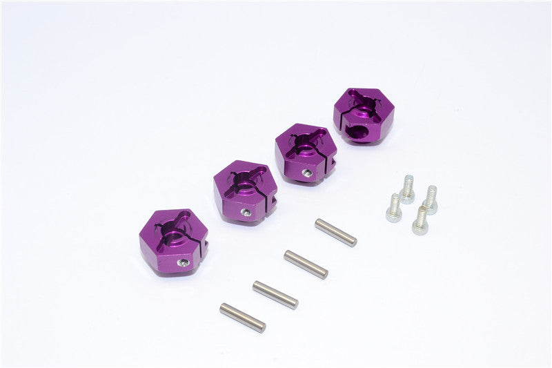 Axial SMT10 Grave Digger (AX90055) Aluminum Hex Adaptors (12mm) - 4Pcs Set Purple