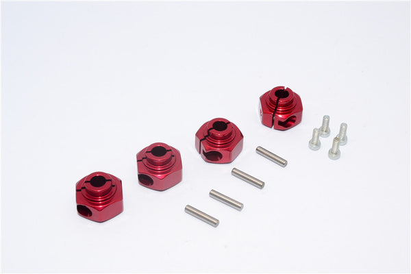 Axial SMT10 Grave Digger (AX90055) Aluminum Hex Adaptors (12mm) - 4Pcs Set Red
