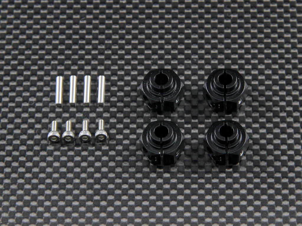 Axial Wraith & RR10 Bomber Aluminum Hex Adaptors (12mm) - 4Pcs Set Black