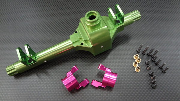 Axial Wraith Aluminum Front/Rear Axle Housing & C-Hub - 4 Pcs Set Green + Pink