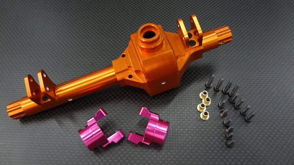 Axial Wraith Aluminum Front/Rear Axle Housing & C-Hub - 4 Pcs Set Orange + Pink