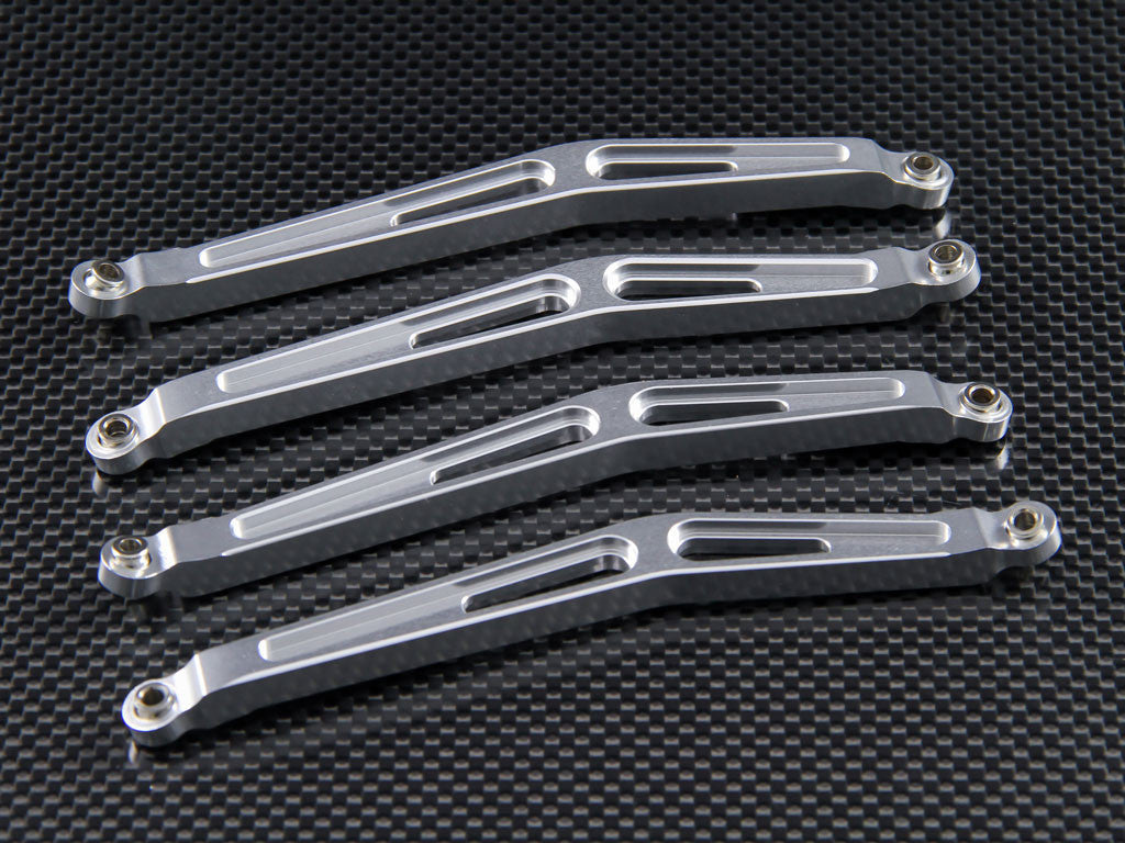 Axial Wraith & RR10 Bomber Aluminum Upper Rock Buggy Links - 4Pcs Set Silver