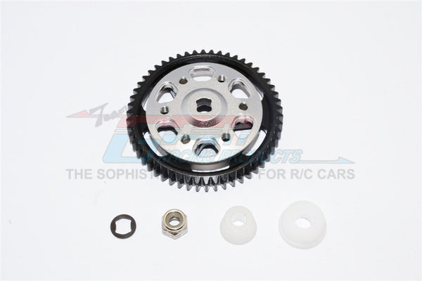 Axial Wraith Spawn Aluminum Spur Gear Adapter + Steel Spur  Gear 32 Pitch 54T - 2Pcs Set Gray Silver