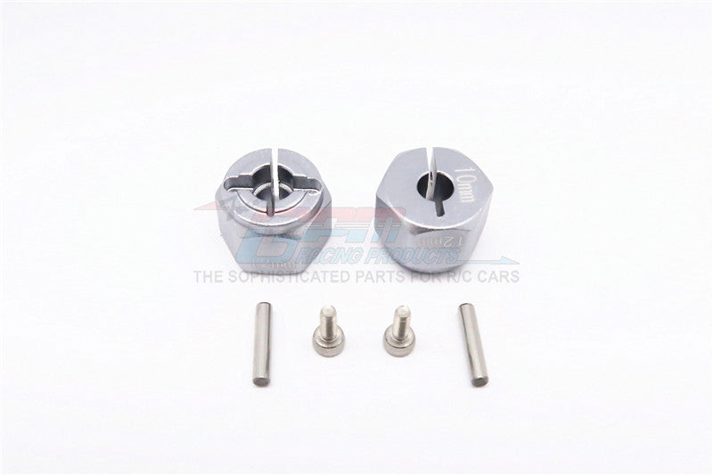 Tamiya Wild Willy 2 Aluminum Hex Adapter (12X10mm) - 2Pcs Set Gray Silver