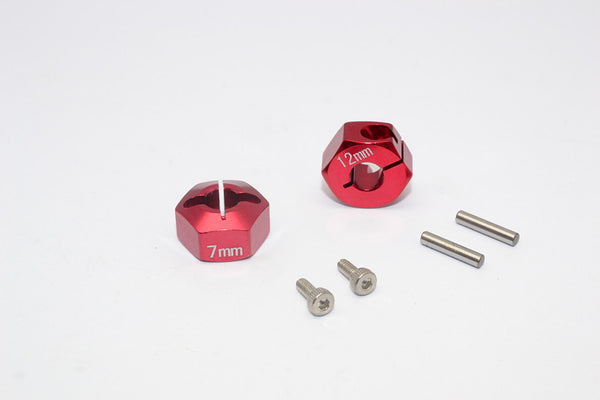 Tamiya Wild Willy 2 Aluminum Hex Adapter (12X7mm) - 2Pcs Set Red