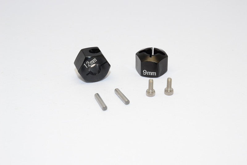 Tamiya Wild Willy 2 AluminumHex Adapter (12X9mm) - 2Pcs Set Black