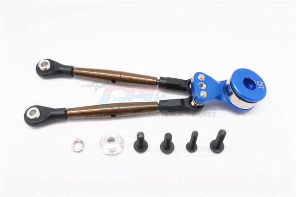 Tamiya Wild Willy 2 Aluminum Hi-Torque Servo Saver 25T With Steel Tie Rod - 1Set Blue