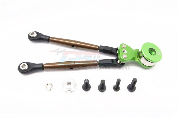 Tamiya Wild Willy 2 Aluminum Hi-Torque Servo Saver 25T With Steel Tie Rod - 1Set Green