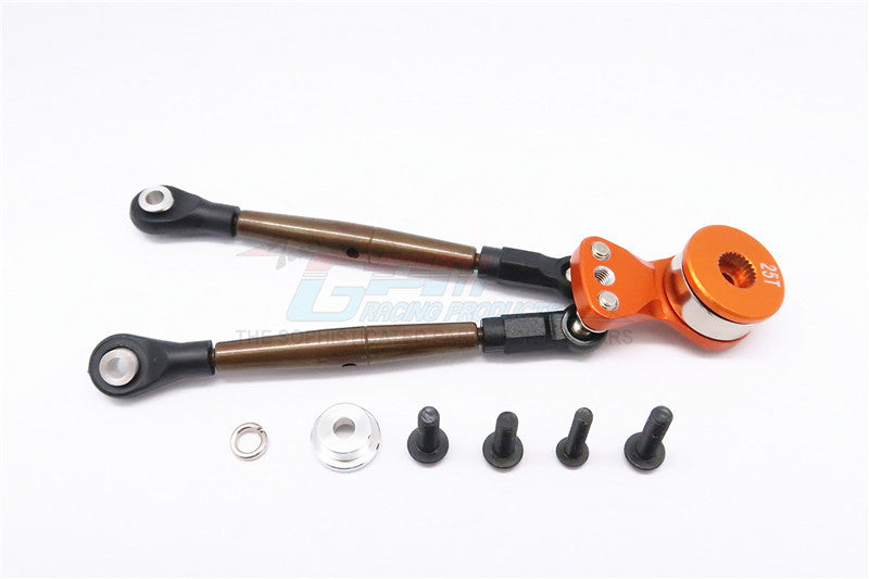 Tamiya Wild Willy 2 Aluminum Hi-Torque Servo Saver 25T With Steel Tie Rod - 1Set Orange