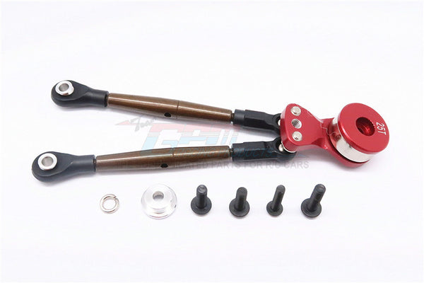 Tamiya Wild Willy 2 Aluminum Hi-Torque Servo Saver 25T With Steel Tie Rod - 1Set Red