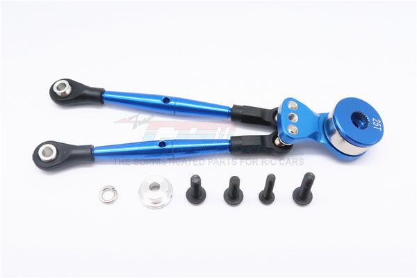 Tamiya Wild Willy 2 Aluminum Hi-Torque Servo Saver 25T With Aluminum Tie Rod - 1Set Blue