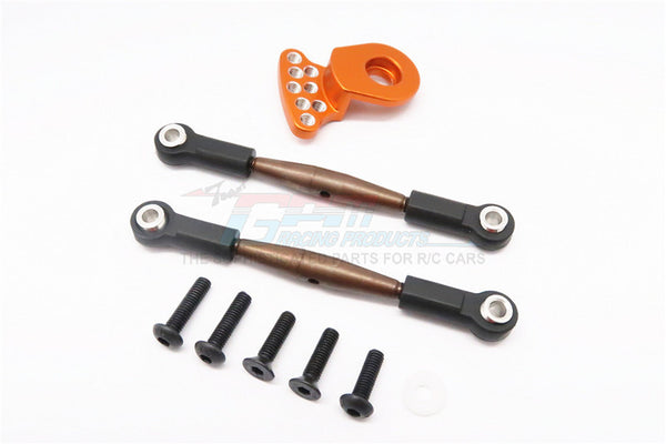 Tamiya Wild Willy 2 Spring Steel Anti-Thread Steering Tie  Rod & Servo Horn - 3Pcs Set Orange