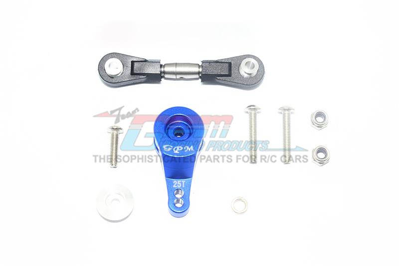 Traxxas XO-01 Supercar Aluminum Servo Horn With Stainless Steel Adjustable Steering Link - 9Pc Set Blue