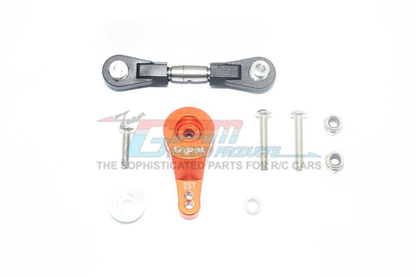Traxxas XO-01 Supercar Aluminum Servo Horn With Stainless Steel Adjustable Steering Link - 9Pc Set Orange