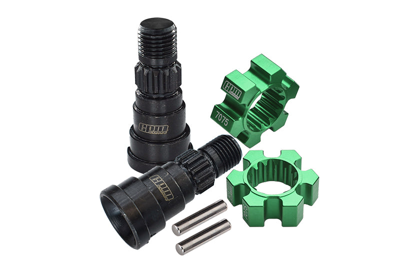 High Carbon Steel Front Or Rear CVD Joints + Aluminum 7075-T6 Wheel Hex Hubs For 1:5 Traxxas X Maxx 8S / XRT 8S Monster Truck Upgrades - Green