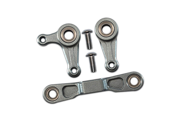 Aluminum Steering Assembly with 5X8 Bearings for 1/10 Tamiya XV-01 - 3Pc Set Gray Silver