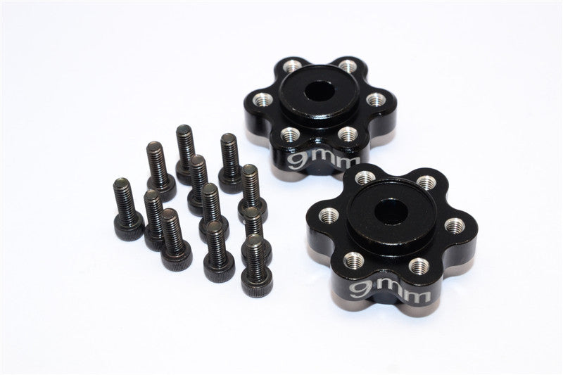 Axial Yeti, Exo, Wraith & SCX10 Aluminum 2.2 Wheel Hub Adapters (9mm Thickness) - 1Pr Set Black
