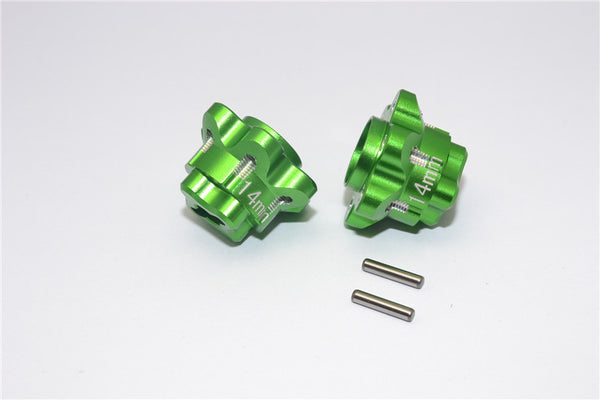 Axial Yeti Aluminum 2.2 Wheel Hub Adapters (14mm Thickness) - 1Pr Set Green