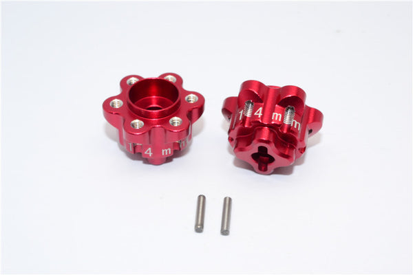Axial Yeti Aluminum 2.2 Wheel Hub Adapters (14mm Thickness) - 1Pr Set Red