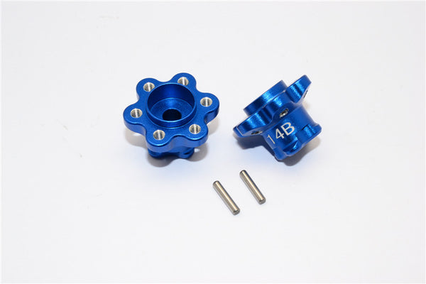Axial Yeti Aluminum 2.2 Wheel Hub Adapters (14mm Thickness) Economy Version - 1Pr Set Blue