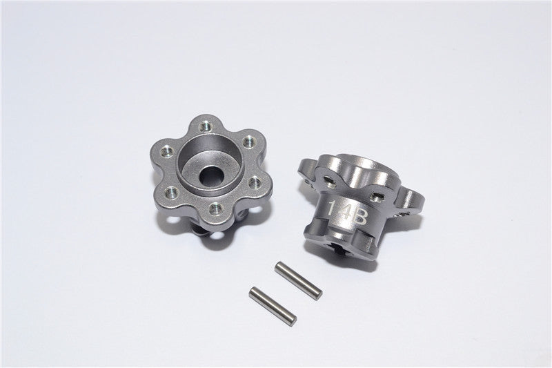 Axial Yeti Aluminum 2.2 Wheel Hub Adapters (14mm Thickness) Economy Version - 1Pr Set Gray Silver