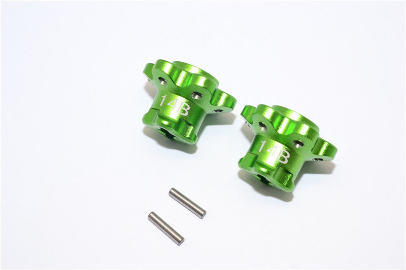 Axial Yeti Aluminum 2.2 Wheel Hub Adapters (14mm Thickness) Economy Version - 1Pr Set Green