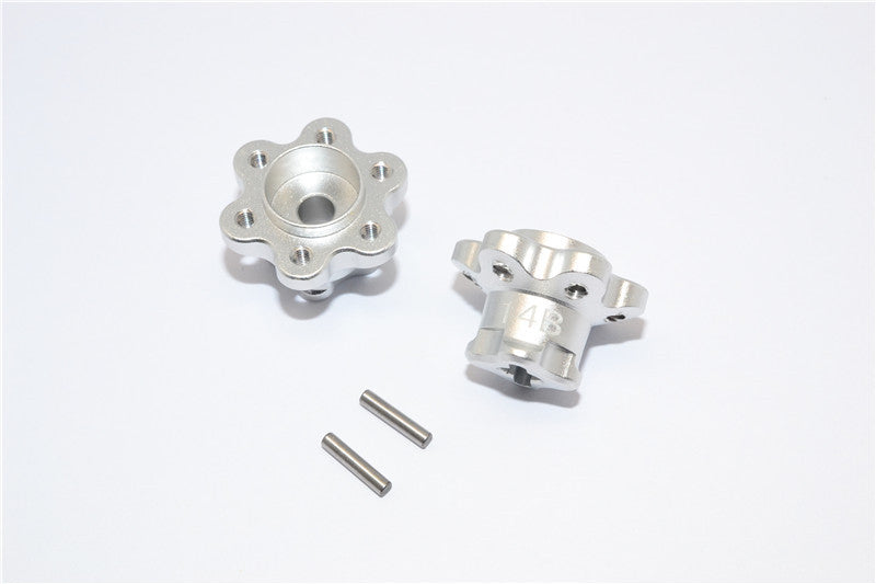 Axial Yeti Aluminum 2.2 Wheel Hub Adapters (14mm Thickness) Economy Version - 1Pr Set Silver