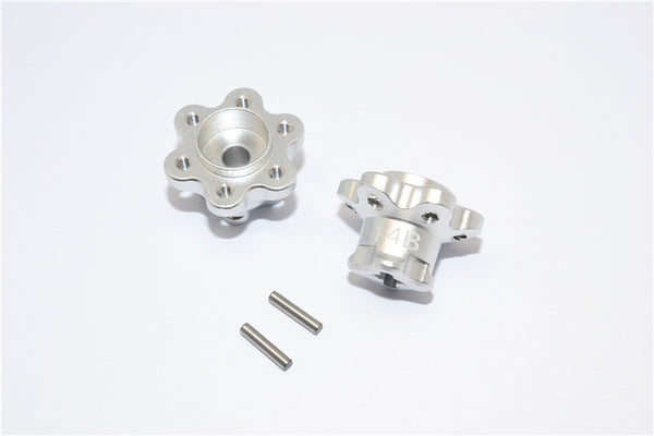 Axial Yeti Aluminum 2.2 Wheel Hub Adapters (14mm Thickness) Economy Version - 1Pr Set Silver