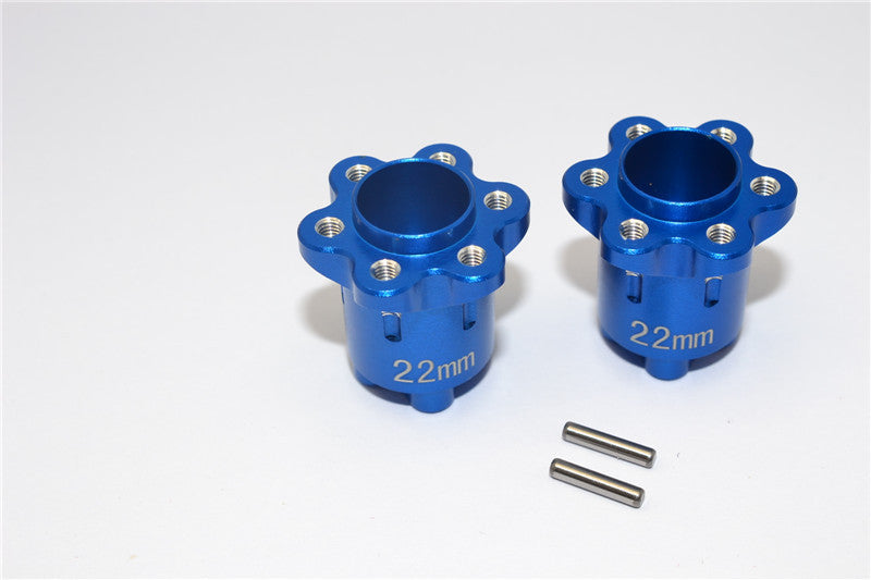 Axial Yeti Aluminum 2.2 Wheel Hub Adapters (22mm Thickness) - 1Pr Set Blue