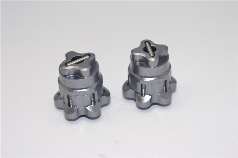 Axial Yeti Aluminum 2.2 Wheel Hub Adapters (22mm Thickness) - 1Pr Set Gray Silver