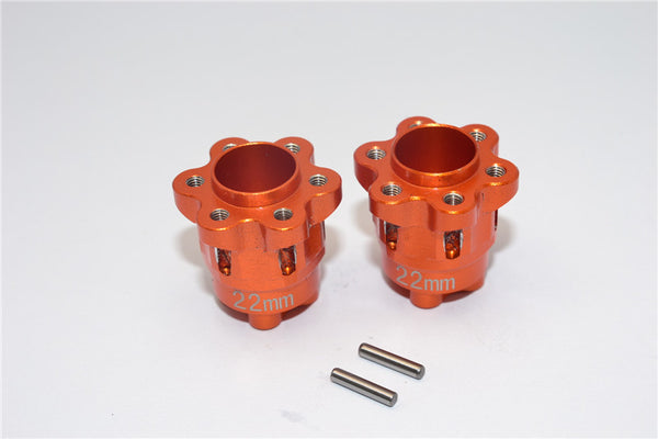 Axial Yeti Aluminum 2.2 Wheel Hub Adapters (22mm Thickness) - 1Pr Set Orange