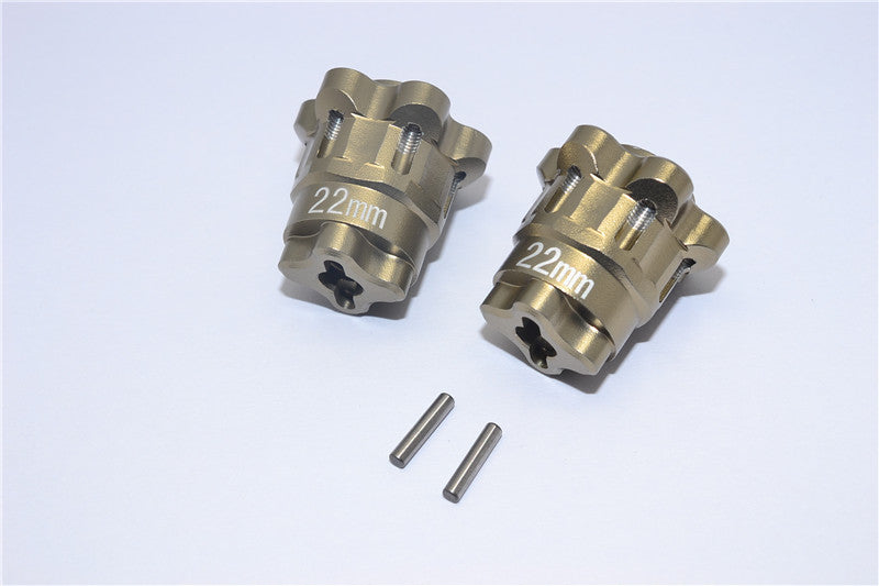 Axial Yeti Aluminum 2.2 Wheel Hub Adapters (22mm Thickness) - 1Pr Set Titanium