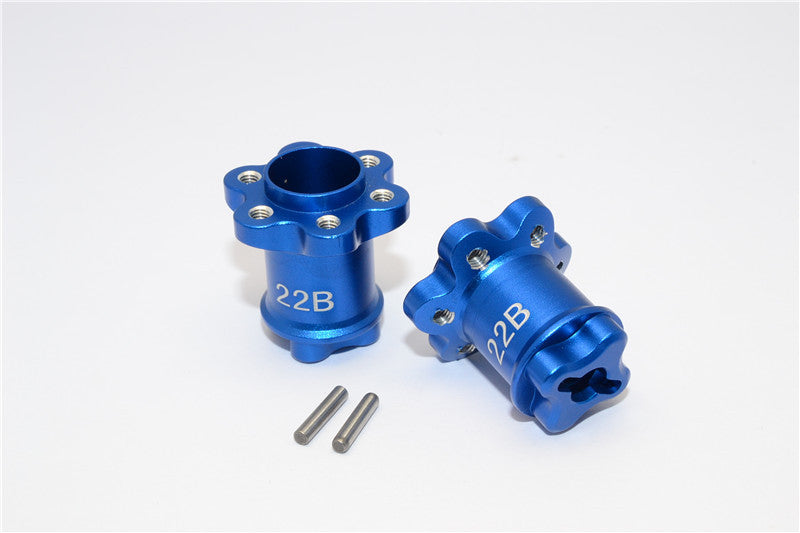 Axial Yeti Aluminum 2.2 Wheel Hub Adapters (22mm Thickness) Economy Version - 1Pr Set Blue