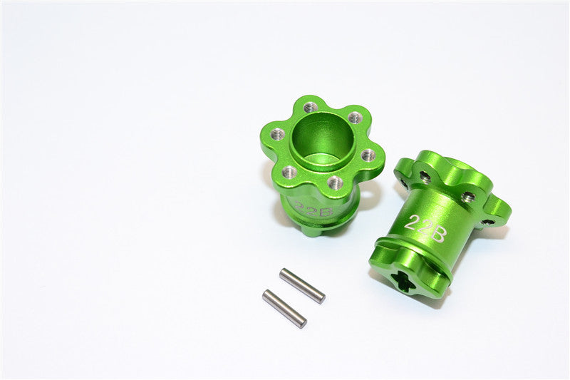 Axial Yeti Aluminum 2.2 Wheel Hub Adapters (22mm Thickness) Economy Version - 1Pr Set Green