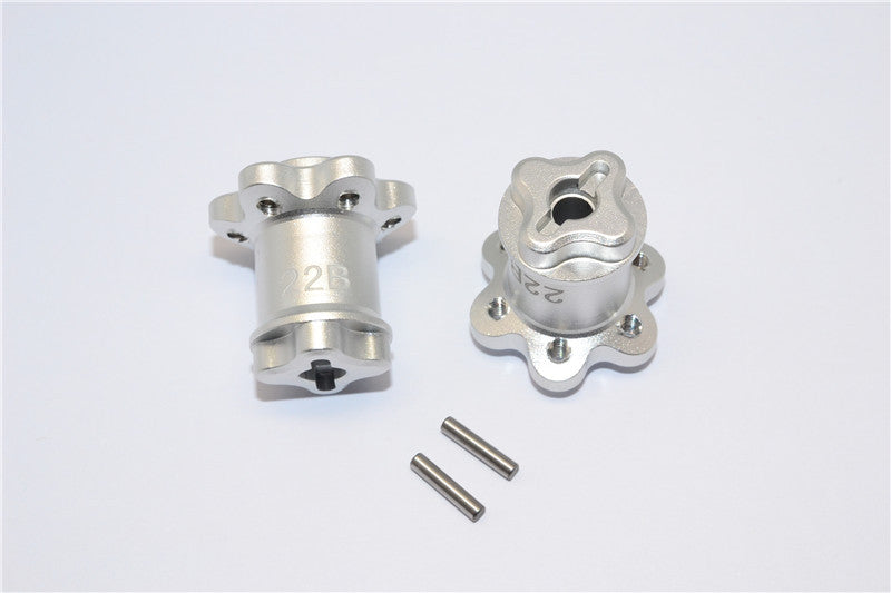 Axial Yeti Aluminum 2.2 Wheel Hub Adapters (22mm Thickness) Economy Version - 1Pr Set Silver