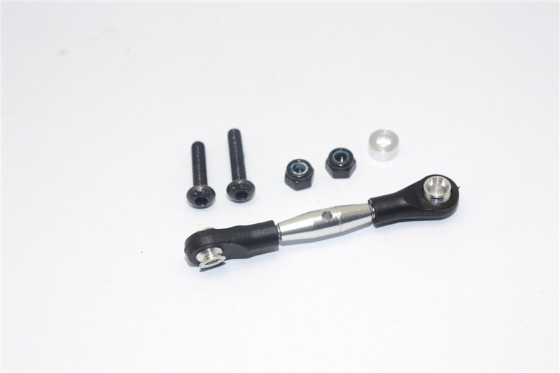 Axial Yeti Spring Steel Adjustable Servo Tie Rod With Black Plastic Ends - 1 Pc Silver
