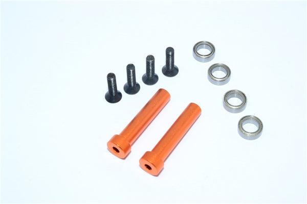 Axial Yeti Aluminum Steering Assembly Posts With Bearings - 2 Pcs Set Orange
