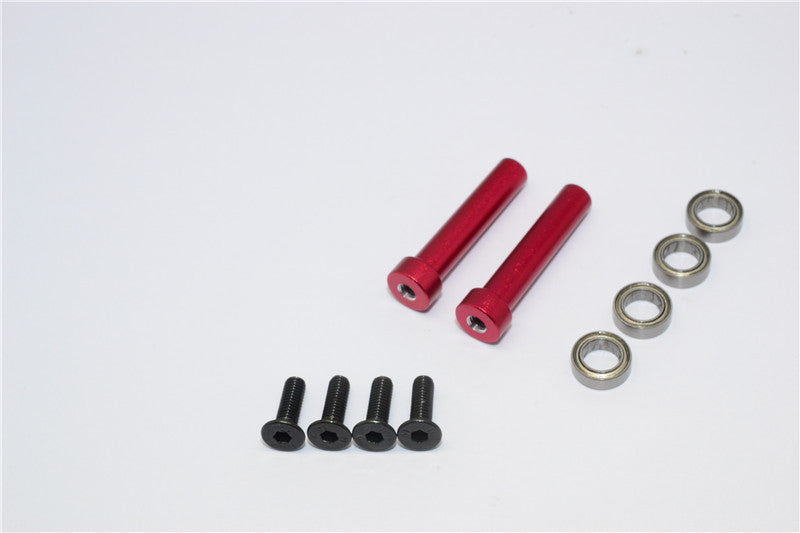 Axial Yeti Aluminum Steering Assembly Posts With Bearings - 2 Pcs Set Red