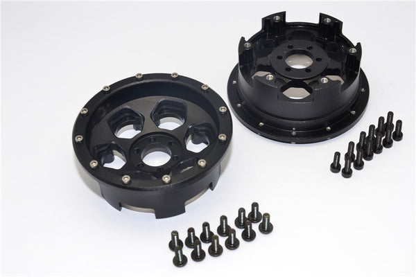 Axial Yeti Aluminum Front/Rear 2.2 Wheels Beadlock (6 Poles) - 1Pr Set Black