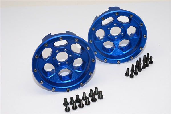 Axial Yeti Aluminum Front/Rear 2.2 Wheels Beadlock (6 Poles) - 1Pr Set Blue